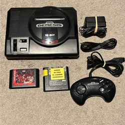 Sega Genesis Model 1601 Gen 1 Console System Bundle w/ Controller Cords 2 Games