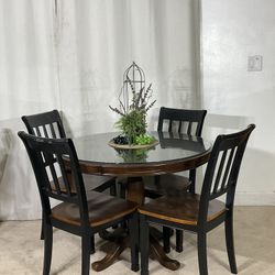 Ashley Furniture Kitchen Dining Table With 4 Chairs & Protective Glass 