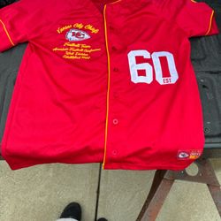 Kansas City Chiefs “EST 60” Red Sports Jersey with Yellow Trim. Size Medium  