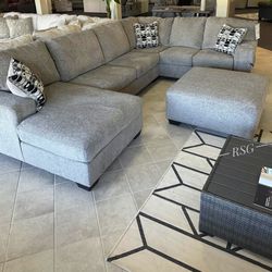 Living Room Furniture Light Gray U Shape Sectional Couch With Chaise Set 🔥$39 Down Payment with Financing 🔥 90 Days same as cash