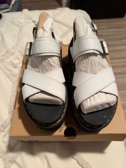 Dr. Martens White Leather Platform Sandals