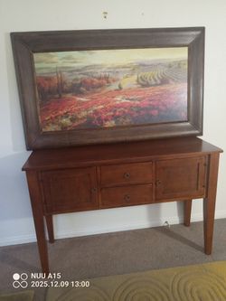 Large Print In Nice Wood Frame Of European Countryside With Vineyard 34.5"X58"