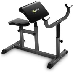 Goplus Preacher Curl Weight Bench Seated Arm Isolated Barbell Dumbbell Station