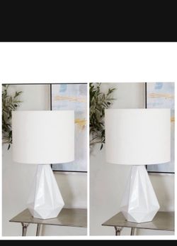 Modern Ceramic Table Lamp White Table For Two With Light Bulb