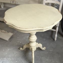 French Country Pedestal Table + Chair – Shabby Chic Accent Set