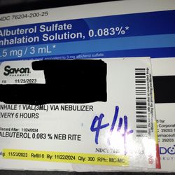 New - Six Unopened Boxes Of Albuterol Sulfate 2.5 mg / 3ml