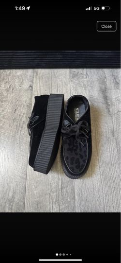 Killstar: Feral Creepers Black Black Velvet Cheetah Print Shoes