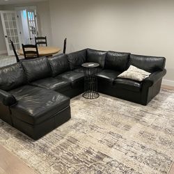 Ethan Allen Black Leather Sofa