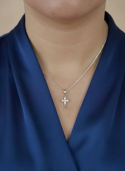 Sterling  silver 925 Cross  woman Necklace with Sparkly Stones
