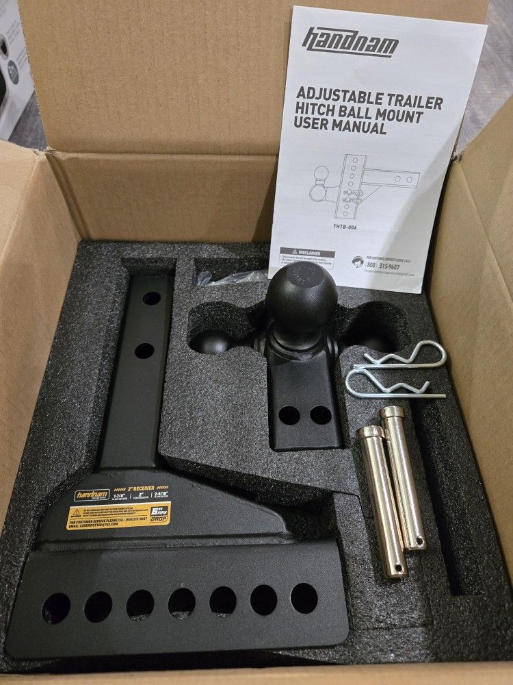 Drop Hitch Adjustable Trailer Hitch, Tow Hitch with 6- Inch Drop/Rise for Truck (12,500 LBS GTW), Double Anti-Theft Pins Locks