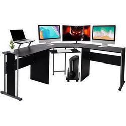 New LUCKYERMORE 71" L-Shaped Standing Desk  22” Wide Wood Curved Corner Standing Desk