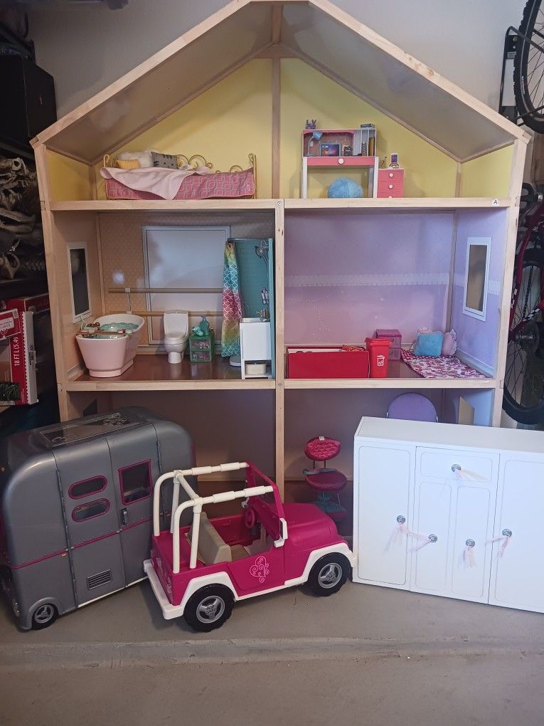 American Girl Doll House And Extras