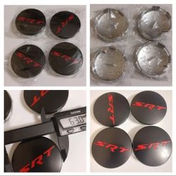 Dodge srt  63mm wheel Center Caps BLACK/RED Matte Finish.  OTHER COLORS AVAILABLE SHIPPING IS 