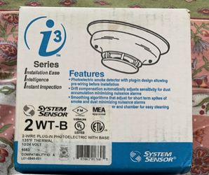 FS: System Sensor 2WT-B Photoelectric i3 Smoke Detector, 2-Wire - NEW!