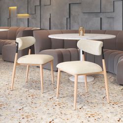 Equinox Oyster Gray & Natural Armless Dining Chair (Set of 2)