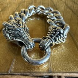 Sterling Silver 925 Made In Italy, Dragon Chain Bracelet