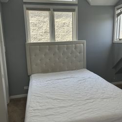 QUEEN BED SET (Mattress, Sping Box, Bed frame, Headboard, the whole set up!)