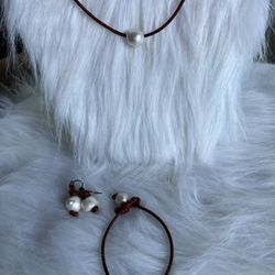 HANDMADE CHOCKER, BRACELET AND EARRINGS