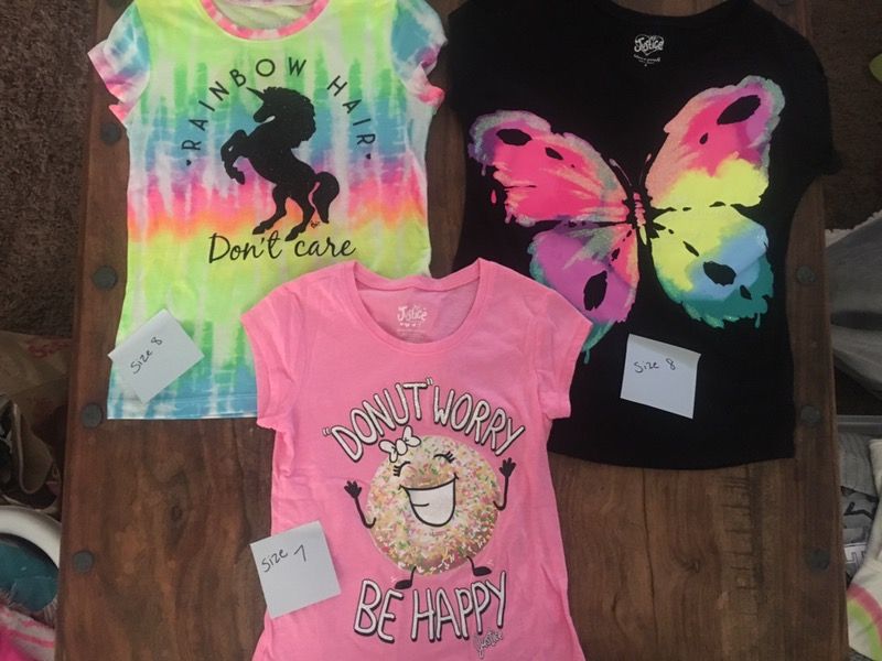 Justice Girls Tops Sizes 7/8 $3 each