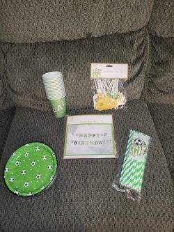 Green Soccer Birthday Party Supplies 