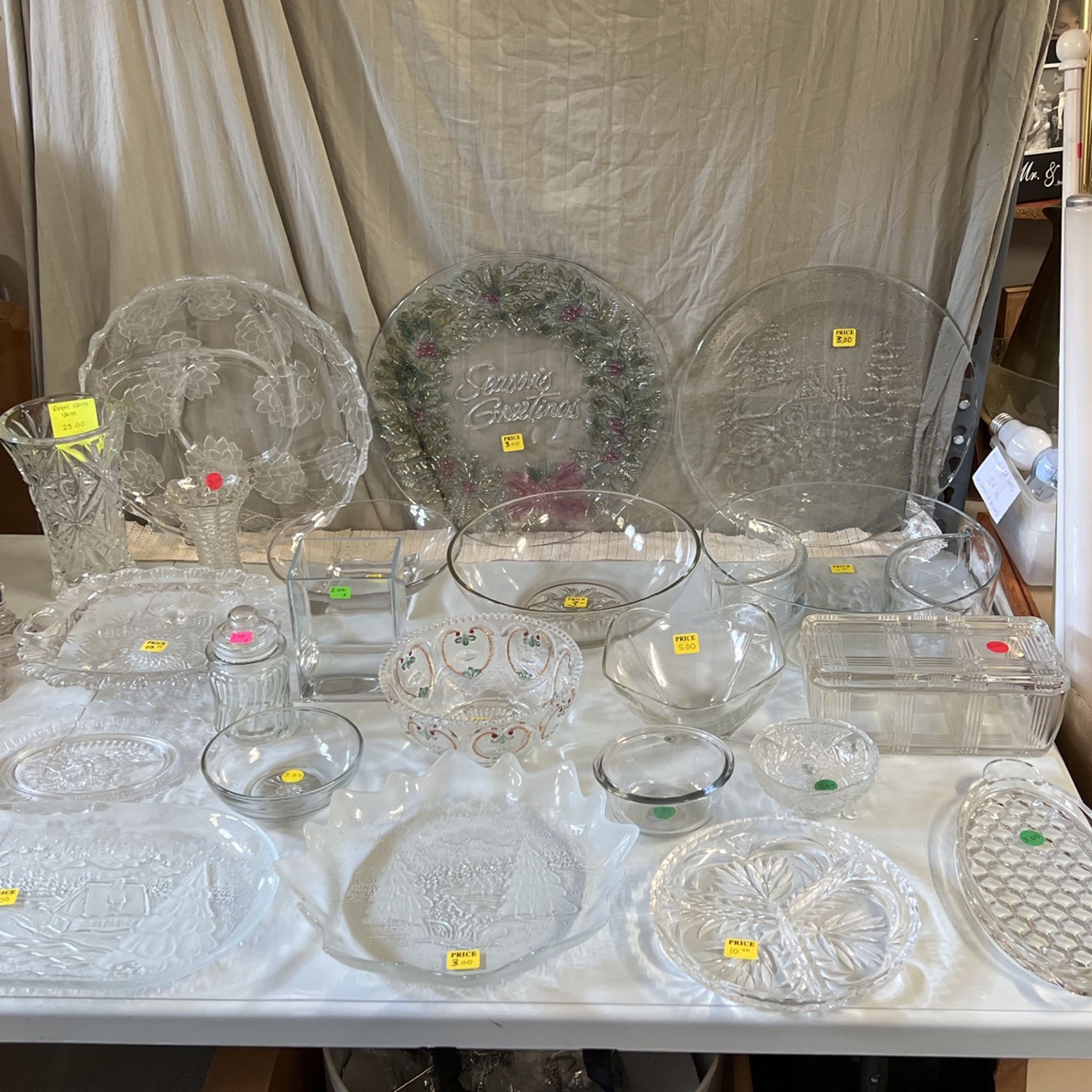 Decorative Vintage Glassware - Serving Trays/Bowls/Candlesticks/Vases