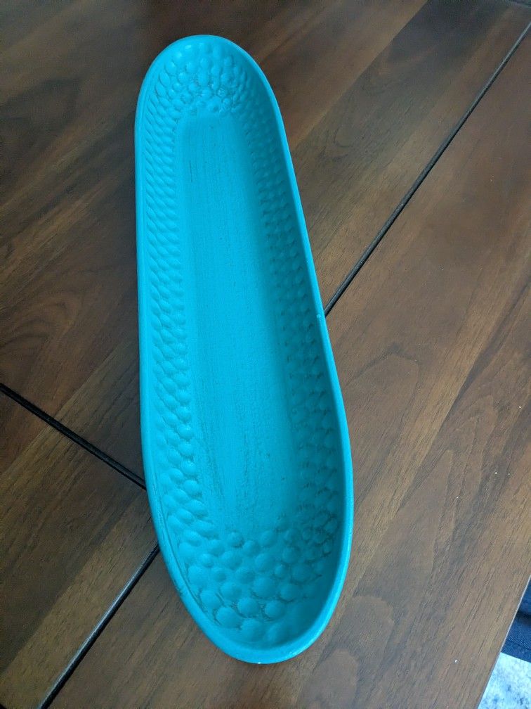 Beautiful Teal Blue Decorative Item. 22.25x5.25"