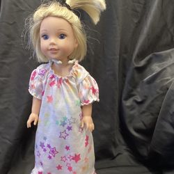 American Girl Doll With Hospital Gown And Blue Sneakers