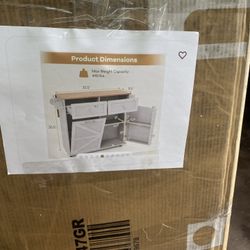 Rolling Kitchen Island with Trash Can Cabinet and Rubber Universal Wheels