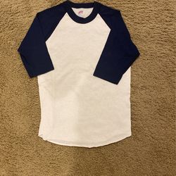 Boys Youth Size S (8) Navy Blue Soffe Baseball Shirt