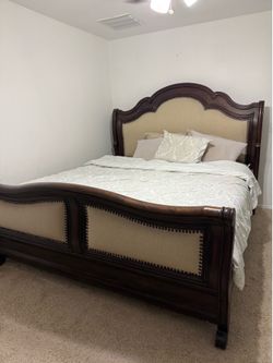 King size bed frame and two nightstands
