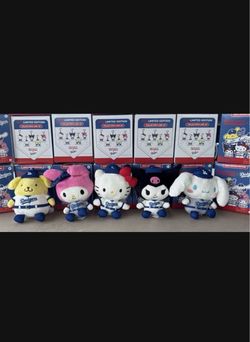 Hello Kitty & Friends 🧢⚾️Los Angeles Dodgers 8/12/26 Plush Clip ALL 5 FULL SET