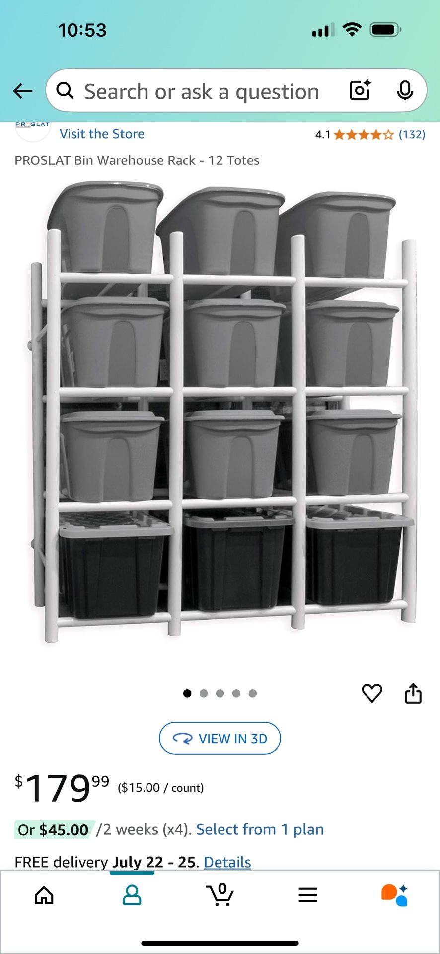 Storage Bin Rack New