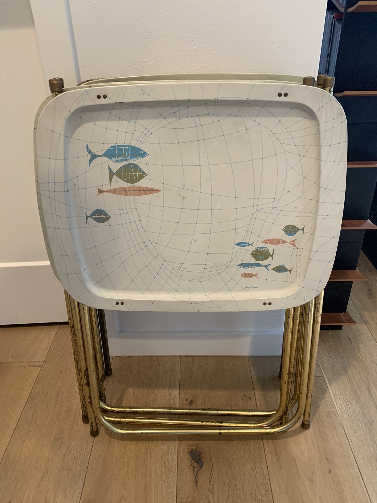 Mid-Century Modern TV Trays Set of 4 Retro Vintage