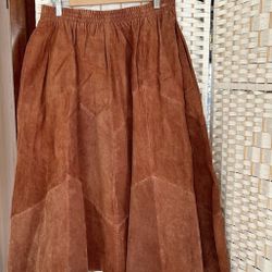 Suede, Leather, Vintage Skirt, Brown