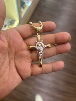 14k gold cross tri colored 10.9 grams