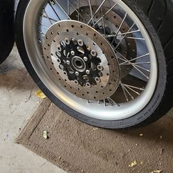 Harley Vrod V Rod Spoked Front Wheel Brembo Rotors  Tire