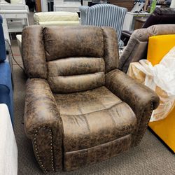 Electric Recliner Chair W/Breathable Bonded Leather, Classic Single Sofa Home Theater Recliner Seating W/USB Port (Nut Brown)