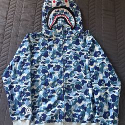 BAPE Big ABC Camo Shark Full Zip Hoodie Blue