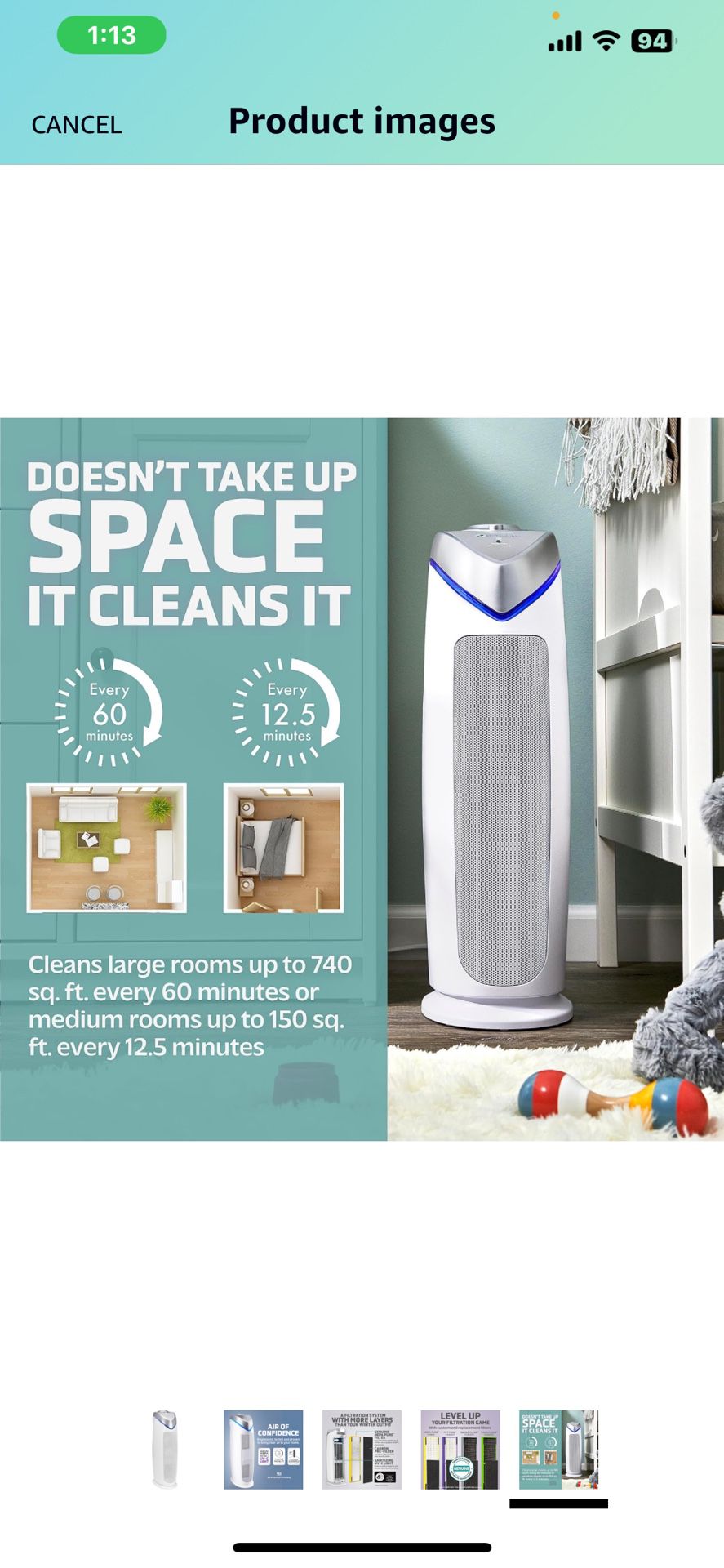 GermGuardian Air Purifier with HEPA 13 Filter, White 