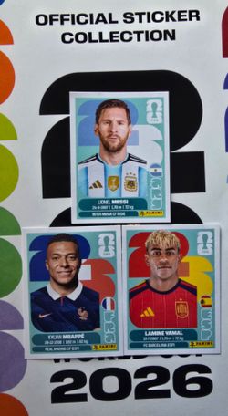 Panini Stickers World Cup 2026, Messi, Mbappe,  Yamal