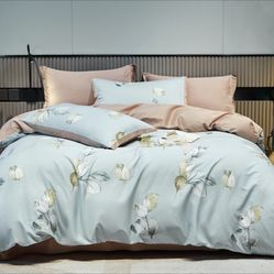 4Pcs,Queen Set (1 Duvet Cover 1 Flat Sheet and 2 Pillowcase) 800 TC cotton 