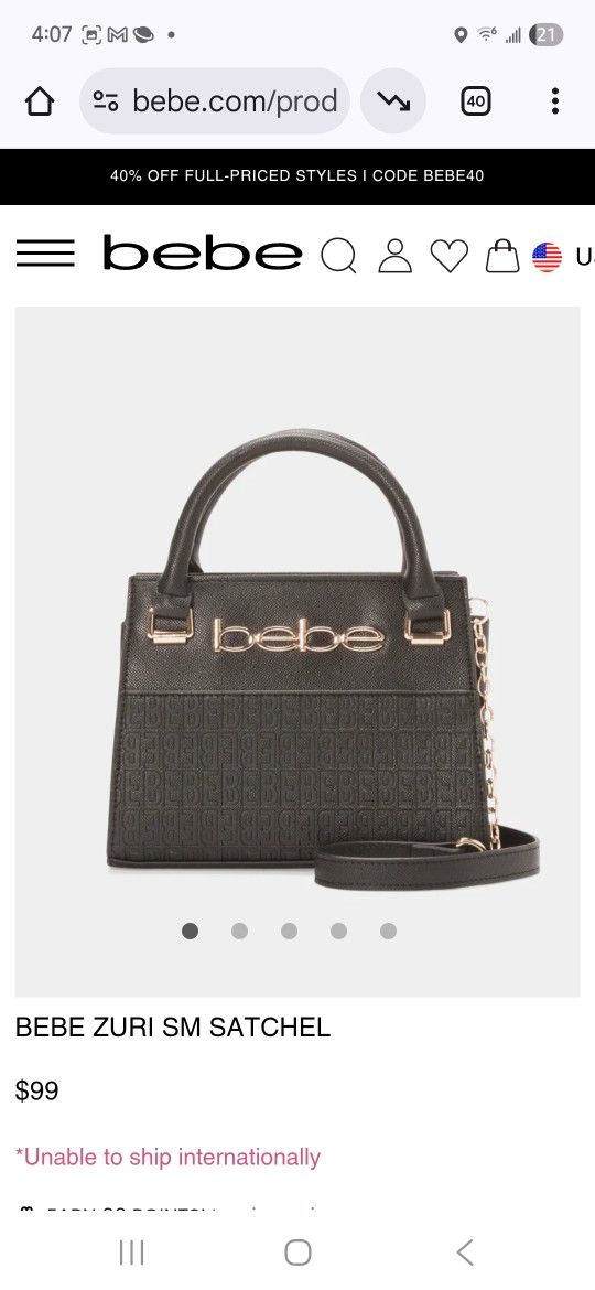BeBe Small Black Satchel Purse