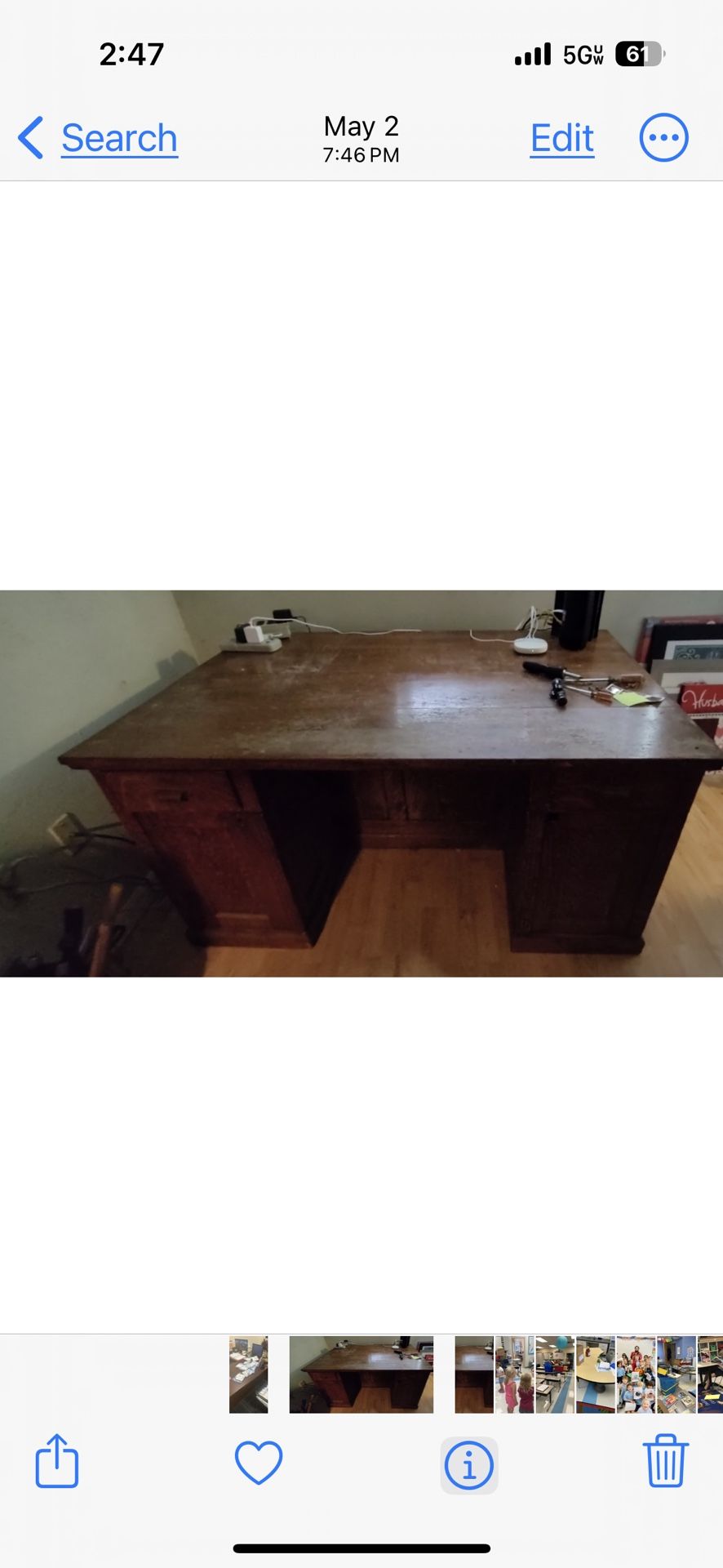 Antique Red Oak Partners Desk