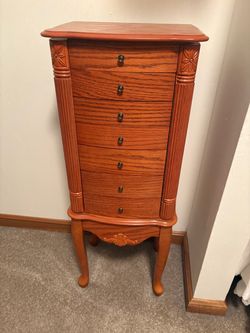 Wooden Jewelry Armoire with 7 Drawers