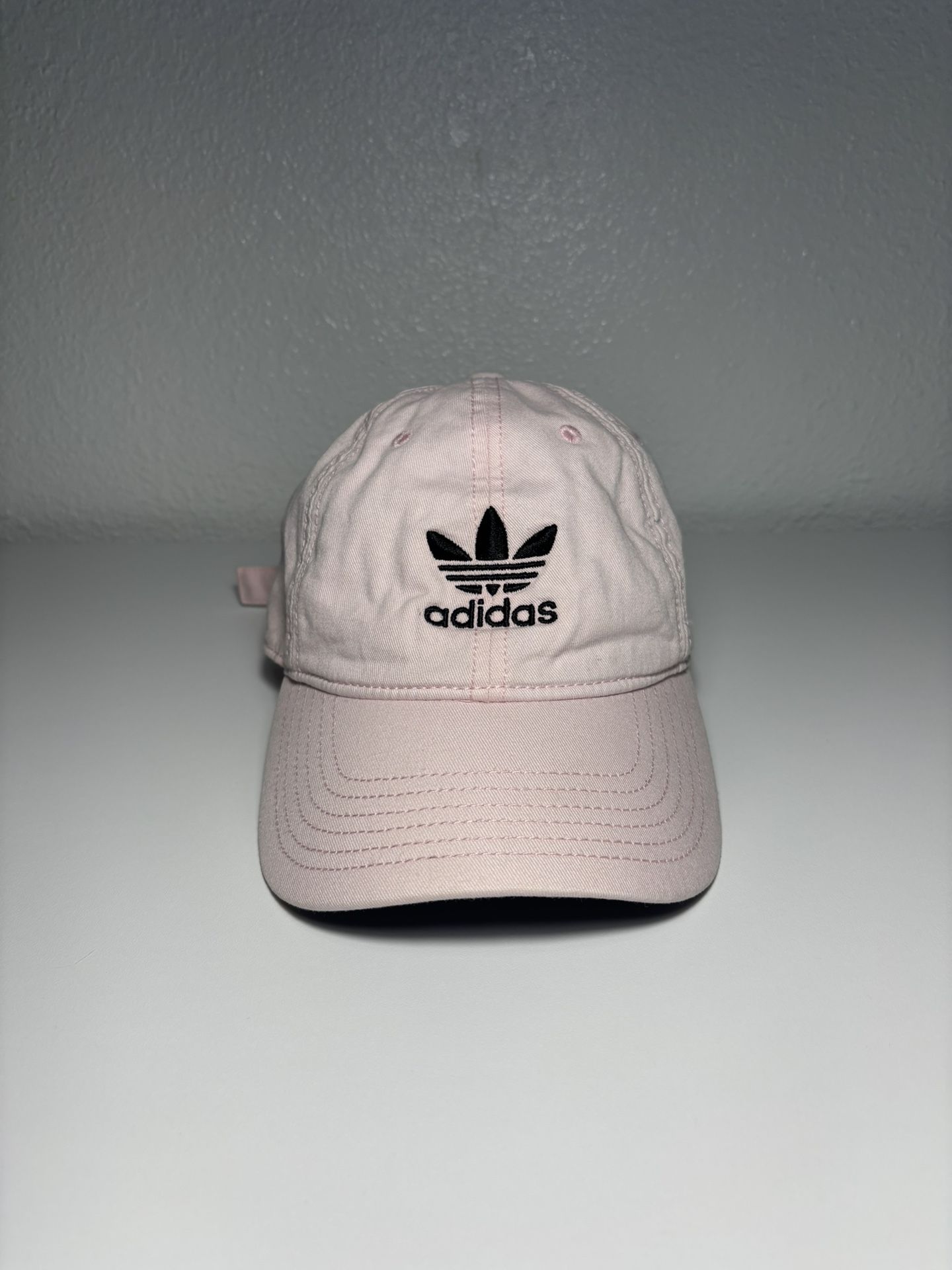 Adidas Hat Cap Strap Back Pink Black Logo Casual Cotton Womens