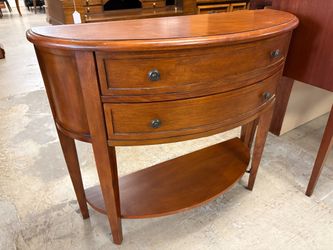 BALLARD DESIGNS Newport Demilune 2-Drawer Wooden Table