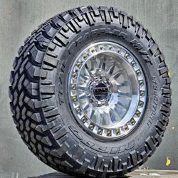 On-Sale KMC 17” 6x135 6x139.7 Wheels & 35x12.50-17 NITTO Ridge Or Mud Tires. For 6 Lug Truck SUV (We Finance)
