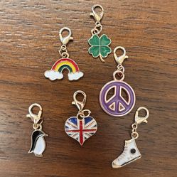 Set Of 6 New Fun Shoe/bag/zipper Charms