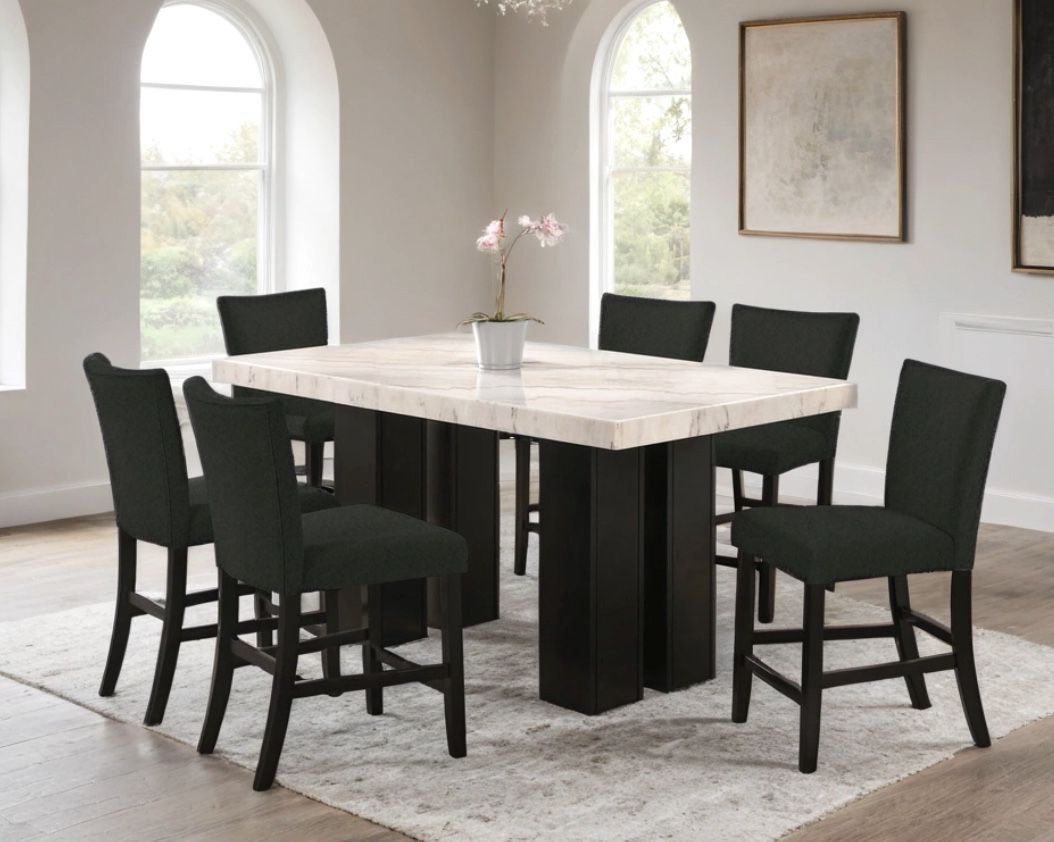 Black Counter Height Table & 6 Chairs
