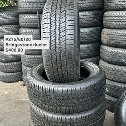 275/60/20 Bridgestone  98% TREAD LIFE All Four Tires Semi New ❗| Por favor Pregunta Por Disponilildad, PLEASE ASK Me For